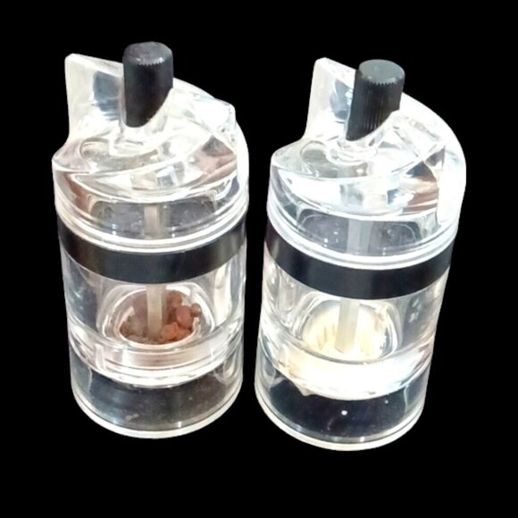 Pair of Trudeau Clear Acrylic Salt & Pepper Grinders Modernistic Design - Picture 1 of 6